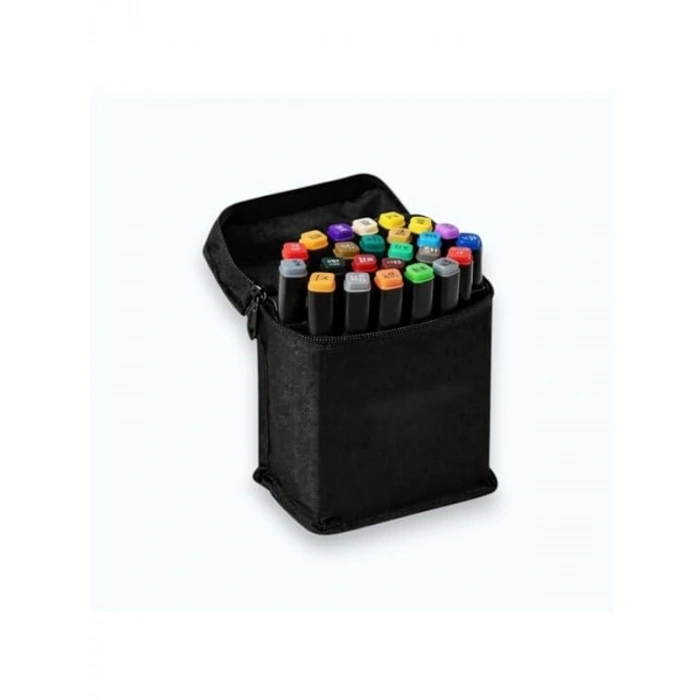 24lü Profesyonel Art Marker Seti, Fırça Uçlu, Renkli Kalemler