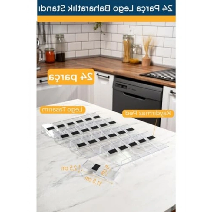 24lü Şeffaf Kristal Lego Standı - Çok Amaçlı Organizer