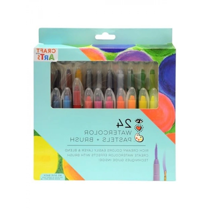 24lü Su Renkli Pastel ve Fırça Seti