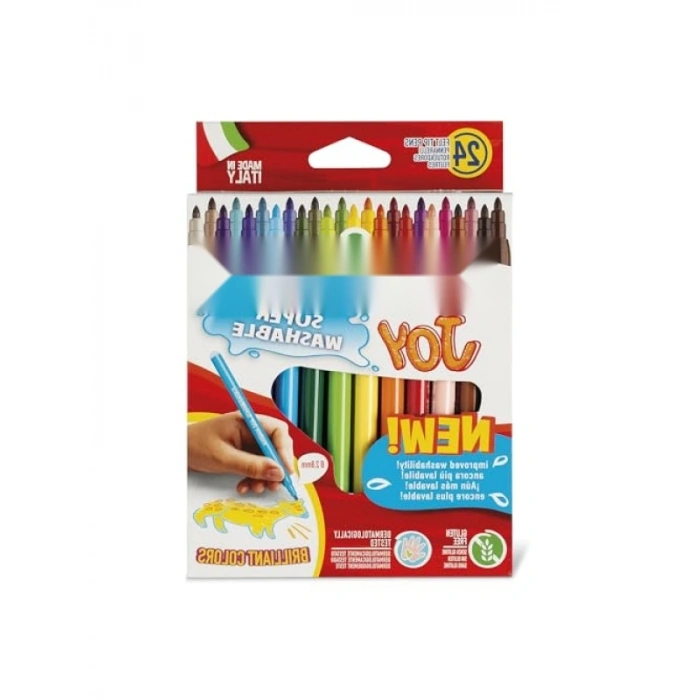 24lü Süper Yıkanabilir Keçeli Boya Kalemi Seti - Canlı Renkler