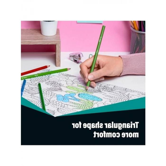 24lü Üçgen Kuru Boya Kalemi Seti - Ergonomik Tasarım