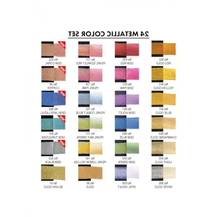 24 Metalik Renkli Suluboya Boya Seti