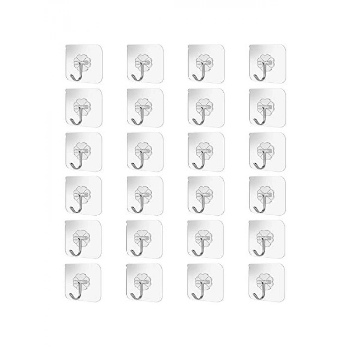 24 Paket Yapışkanlı Duvar Kancaları, 10 kg Kapasiteli