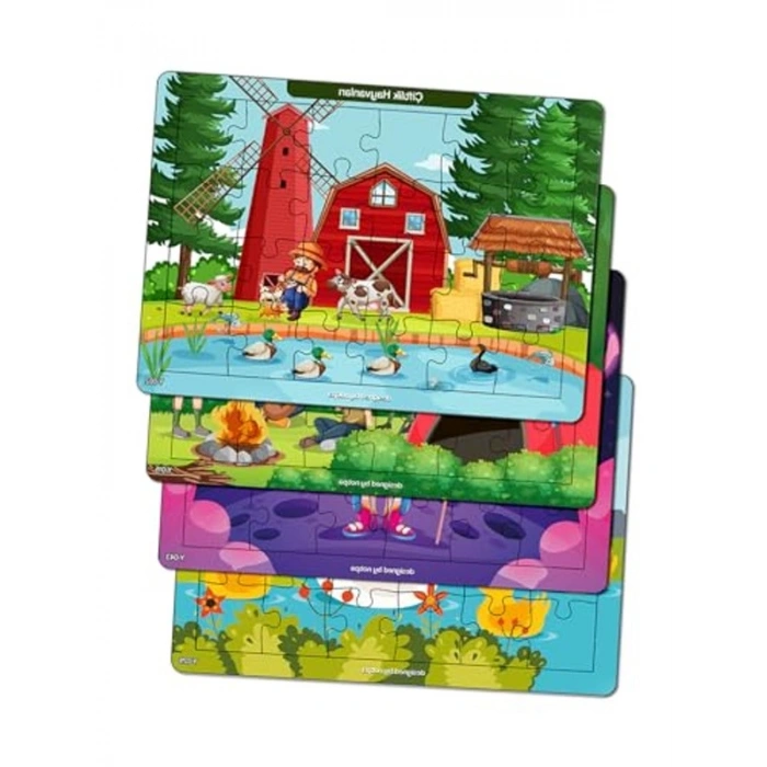 24 Parça Ahşap Renkli Eğitici Puzzle Seti - 2 Yaş ve Üzeri