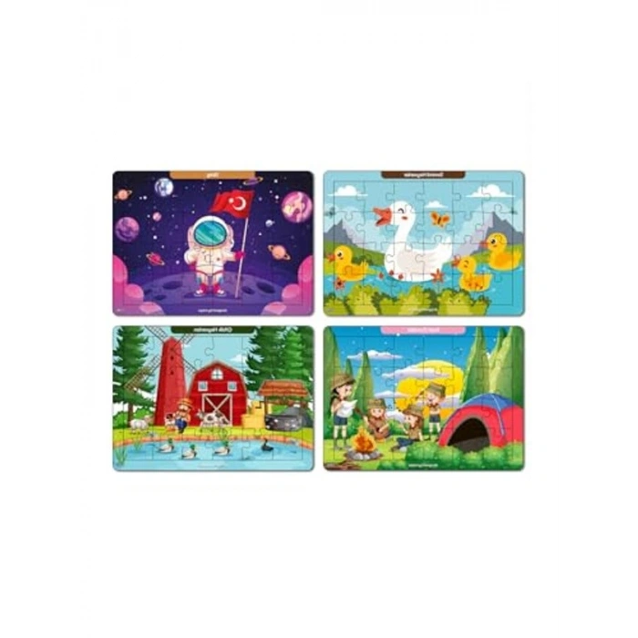 24 Parça Ahşap Renkli Eğitici Puzzle Seti - 2 Yaş ve Üzeri