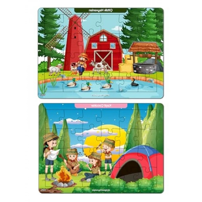 24 Parça Ahşap Renkli Eğitici Puzzle Seti - 2 Yaş ve Üzeri