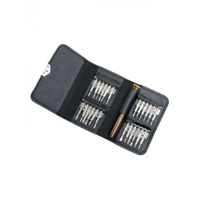 24 Parça Yıldız Düz Uçlu Tornavida Seti, Cüzdanlı Tasarım