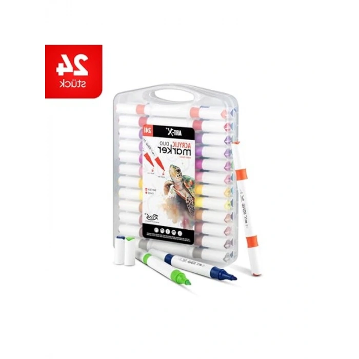 24 Parçadan Oluşan Profesyonel Akrilik Marker Kalem Seti