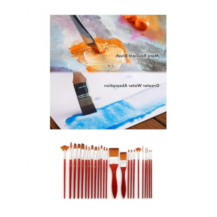 24 Parçalı Profesyonel Sanat Fırça Seti