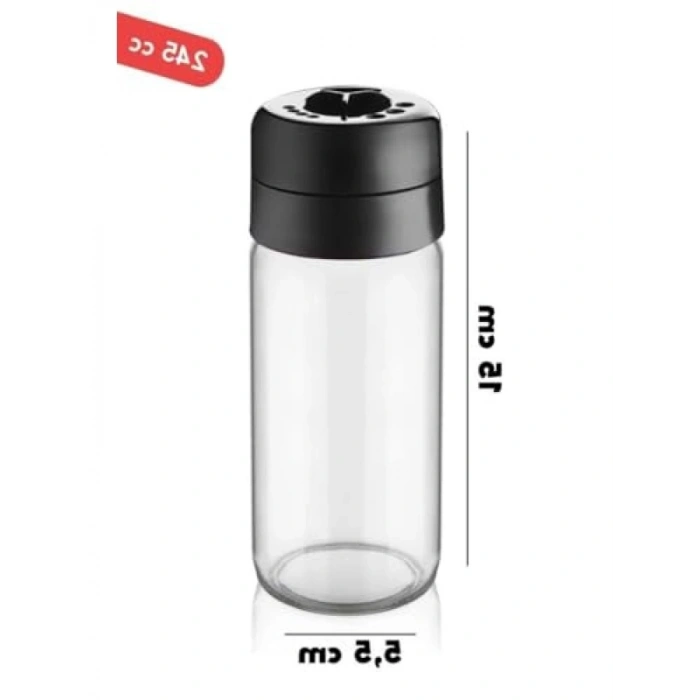 245 ML Döner Kapaklı Cam Baharatlık Takımı, 6 Adet