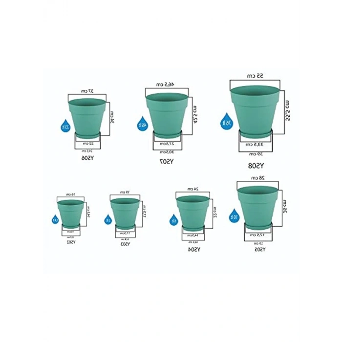 24cm Drenaj Aparatı ile 6 Litre Kapasiteye Sahip Saksı Seti