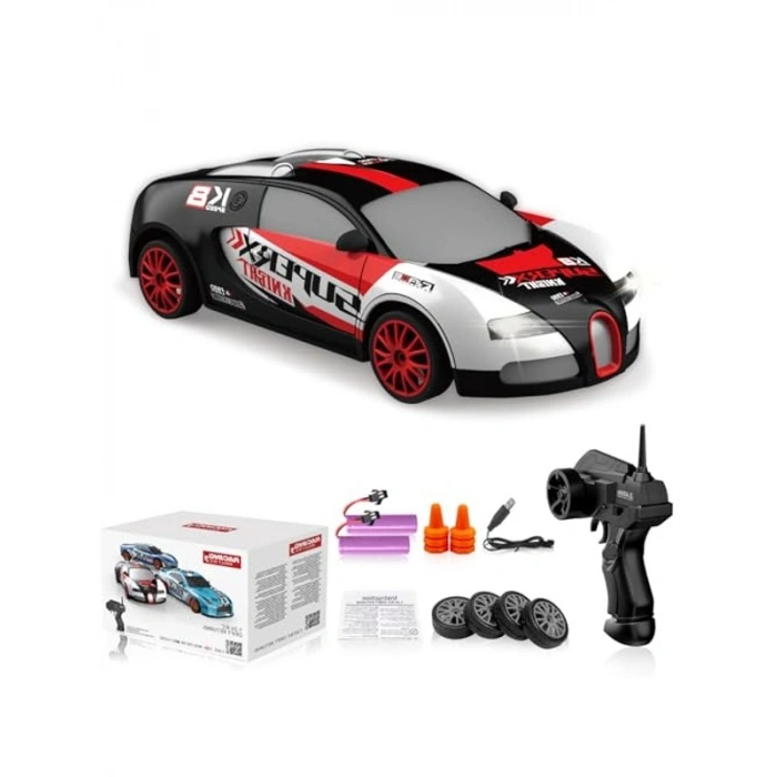 2.4GHz Uzaktan Kumandalı Drift Araba, Yüksek Hız ve LED Işıklar ile