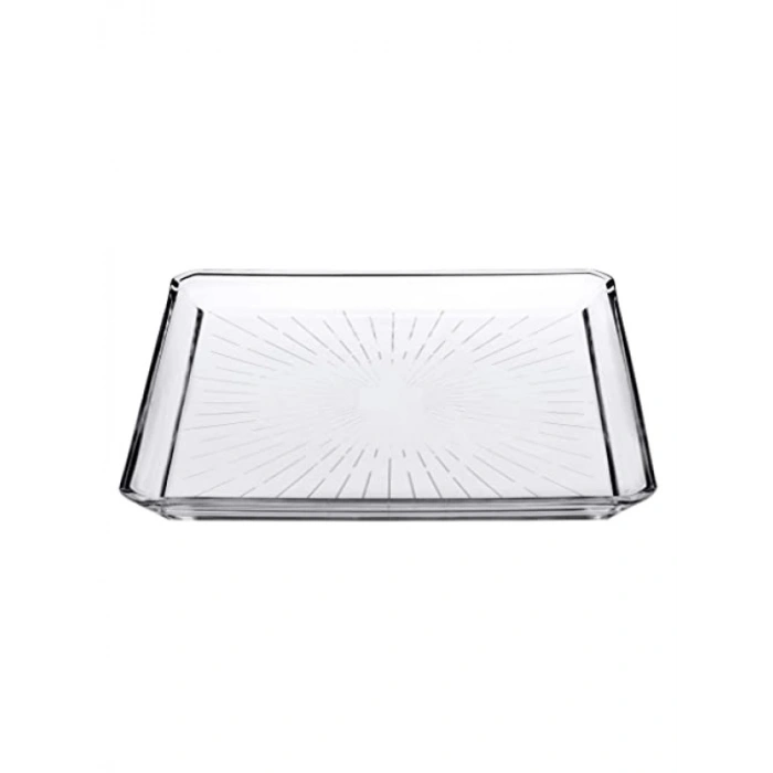 24x24 cm Kristal Cam Servis Tabağı – Şık Tasarım