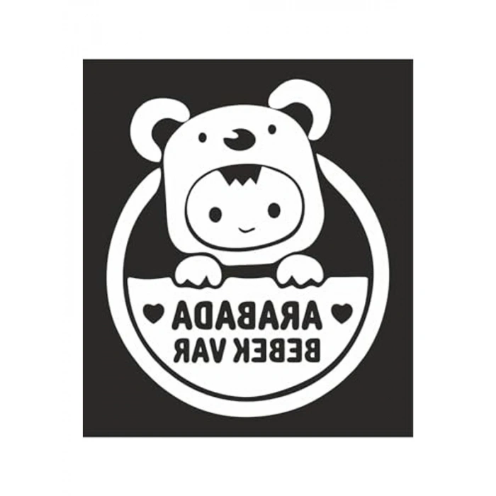 24x28 cm Arabada Bebek Var Sticker, Cam İçin