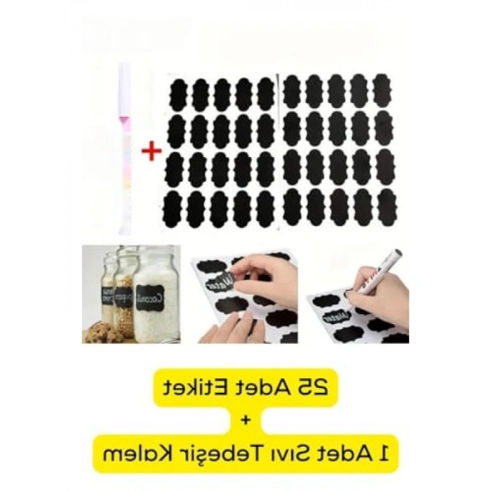 25 Adet Silinebilir Baharat Etiketi - Kalem ile Set