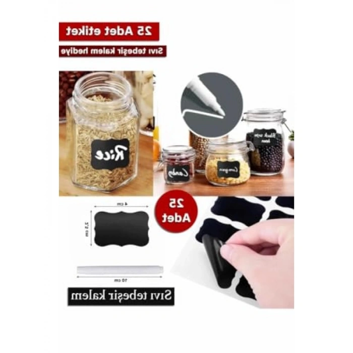 25 Adet Silinebilir Baharat Etiketi - Kalem ile Set