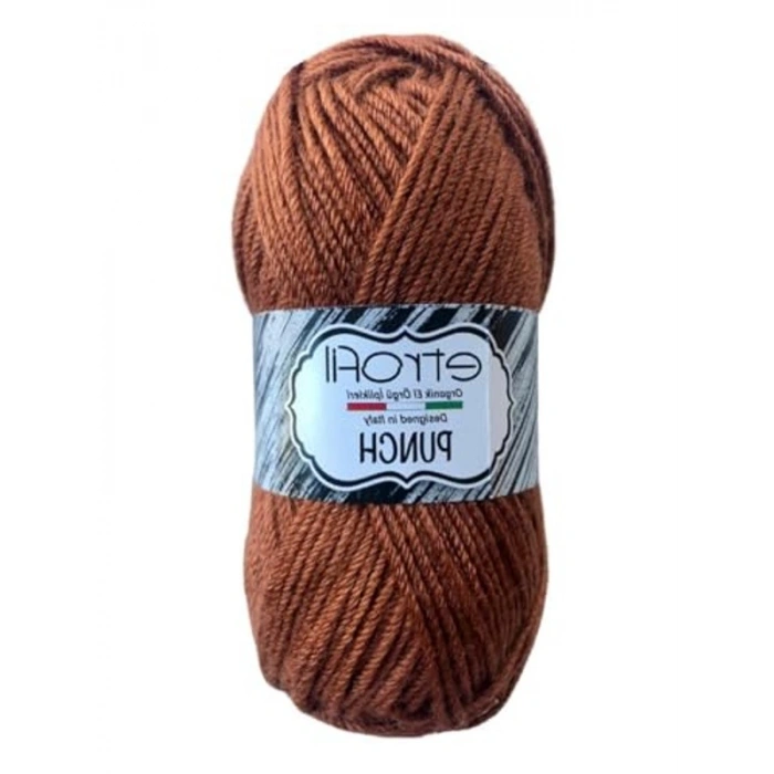 25 gr Kahverengi El Örgü İpliği, Etrofil Punch