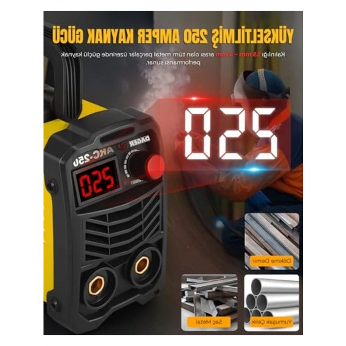 250 Amper Mini Çanta Kaynak Makinesi Seti, Dijital Ekranlı