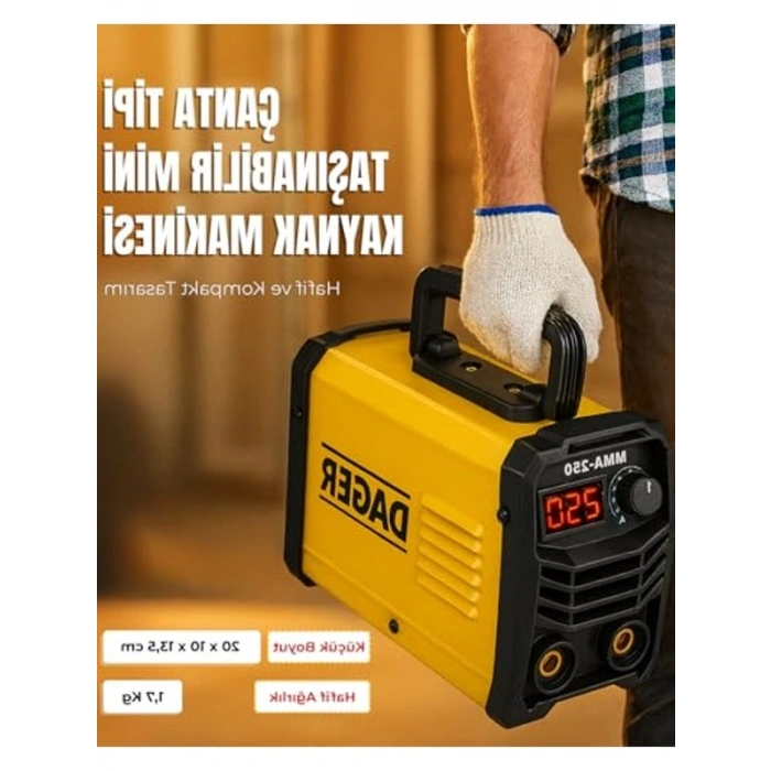 250 Amper Mini Çanta Kaynak Makinesi Seti, Dijital Ekranlı