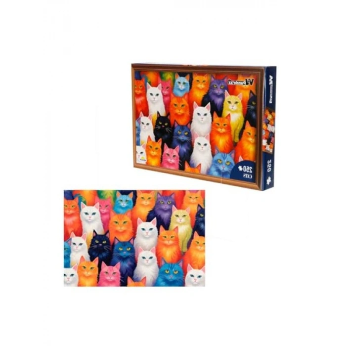250 Parçalı Kedi Temalı Eğlenceli Puzzle Seti