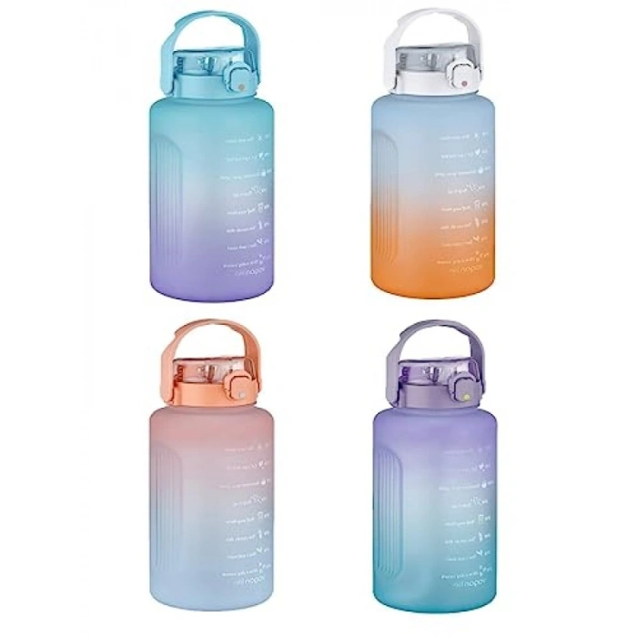 2500ml Pipetli Motivasyon Matarası - Çift Renk Seçenekleri