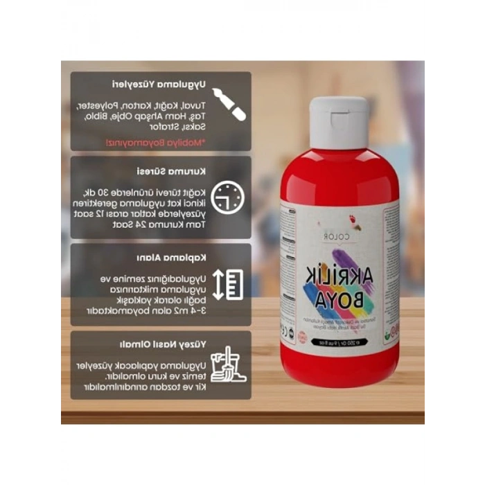 250gr Kırmızı Akrilik Boya - Yüksek Kalite