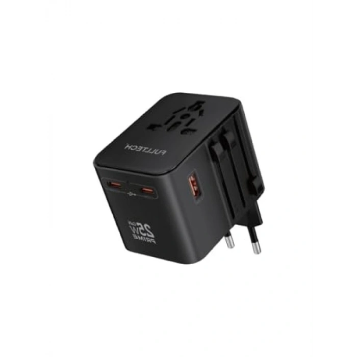 25W GaN Hızlı Şarjlı Universal Seyahat Adaptörü, 2x USB-C + 1x USB-A