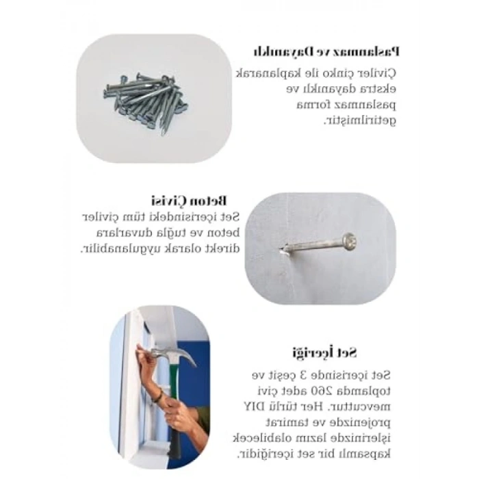 260 Adet Paslanmaz Çivi Seti, 3 Çeşit