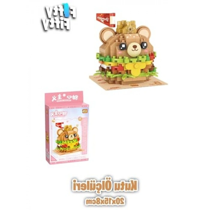 260 Parça Sevimli Burger Temalı Yapım Seti, Mikro Blok Serisi ile Eğlenceli