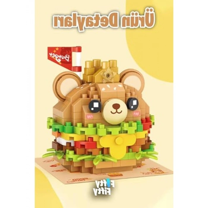 260 Parça Sevimli Burger Temalı Yapım Seti, Mikro Blok Serisi ile Eğlenceli