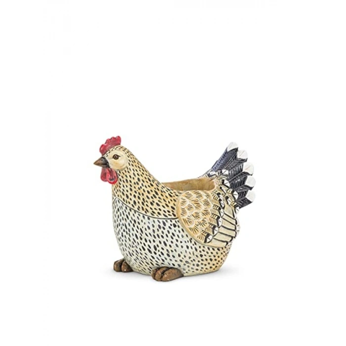 27 cm Yüksek Bej/Siyah Horoz Saksısı