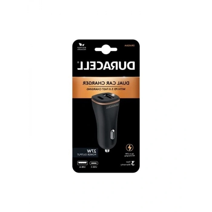 27W Çift USB-C + USB-A Araç Şarj Adaptörü, Kompakt ve Uyumlu