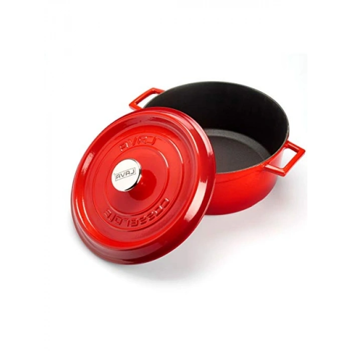 28 cm Döküm Demir Yuvarlak Tencere, Kırmızı