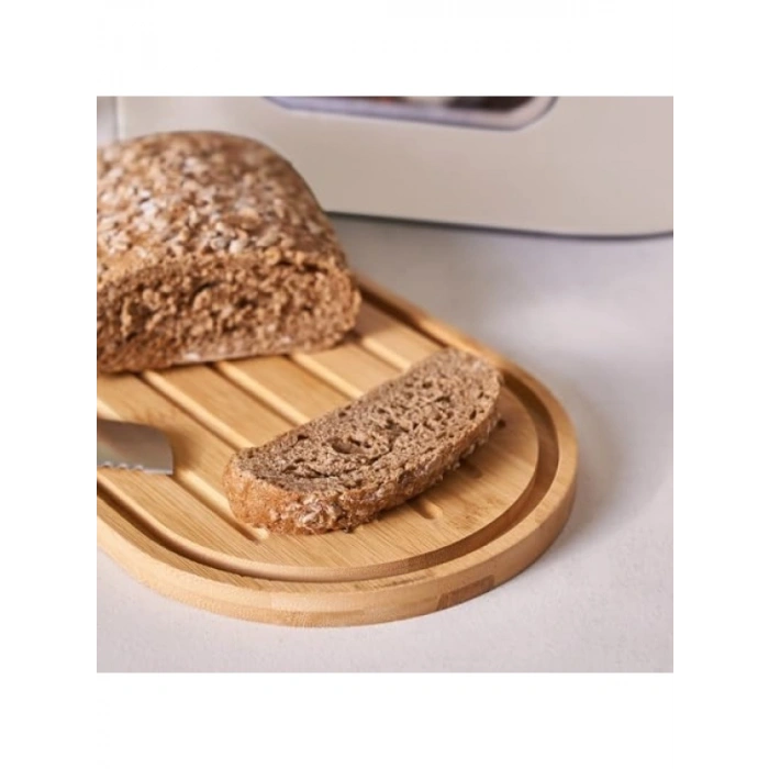2in1 Ekmek Kutusu ve Kesme Tahtası, Çelik ve Bambu