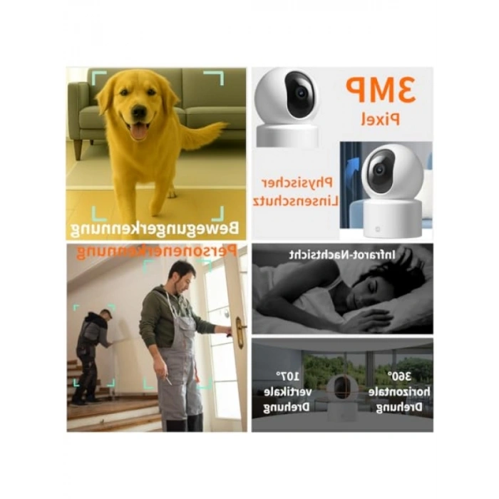 2K 360 Derece Gece Görüşlü IP Wi-Fi Güvenlik Kamerası