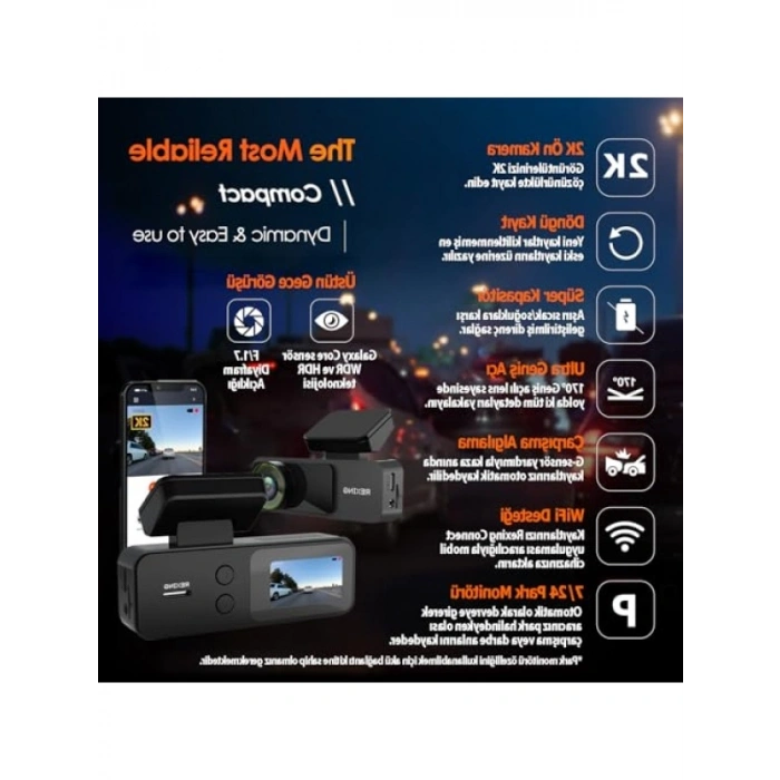 2K WiFi Araç Kamerası - 32GB SD Kart Dahil