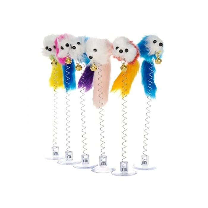 2’li Vantuzlu Hareketli Çanlı Kedi Oyuncağı - Eğlenceli Peluş