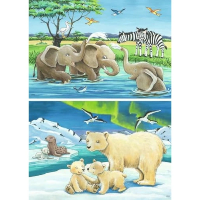 2x12 Parça Yavru Hayvanlar Puzzle Seti