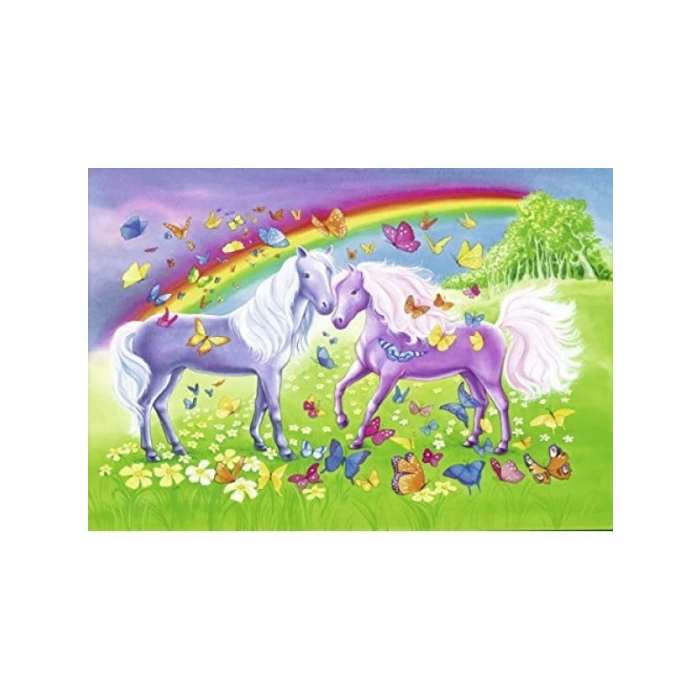 2x24 Parça Renkli Gökkuşağı Atları Puzzle Seti