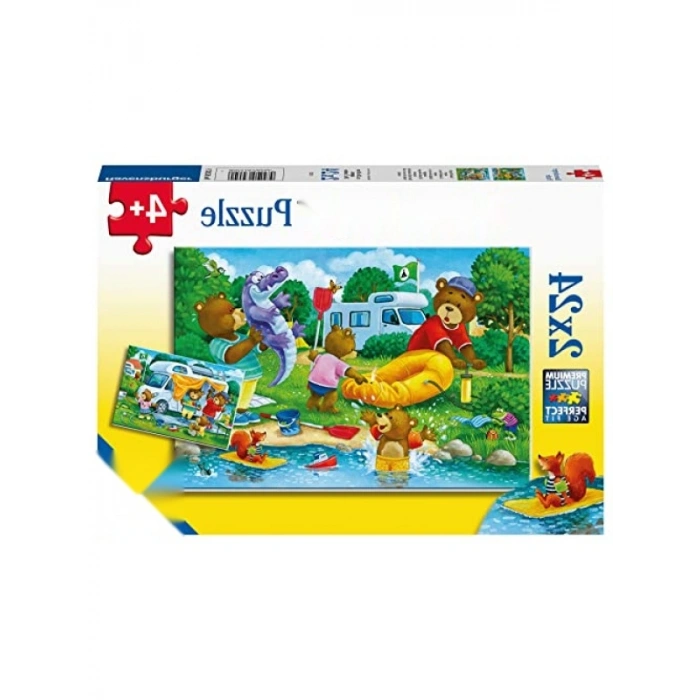 2x24 Parçalı Ayı Ailesi Kampta Puzzle - Eğlenceli Zeka Oyunu