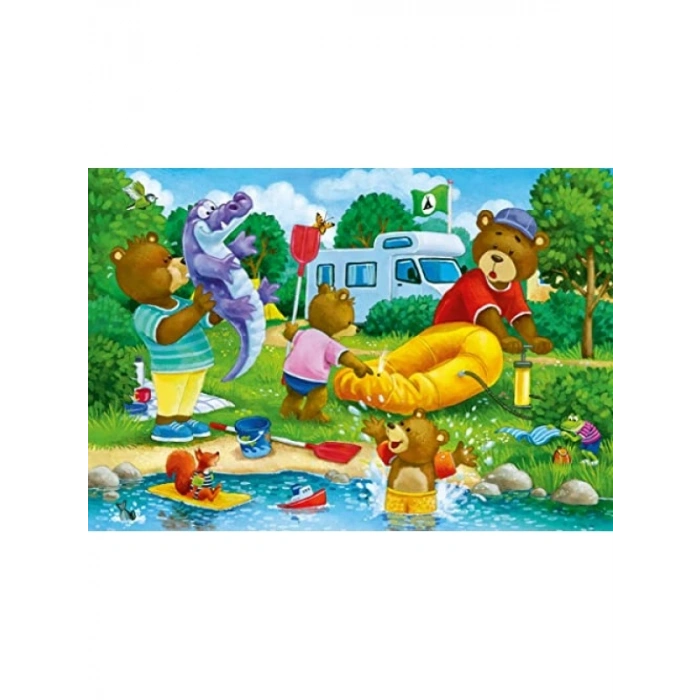 2x24 Parçalı Ayı Ailesi Kampta Puzzle - Eğlenceli Zeka Oyunu