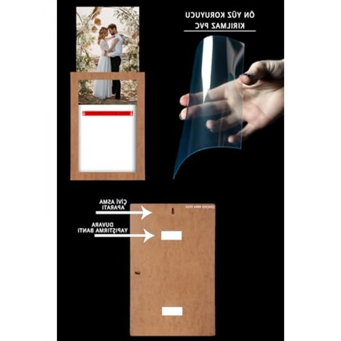 3 Adet 21x30 cm Siyah Ahşap Şeritli Çerçeve, Diploma İçin