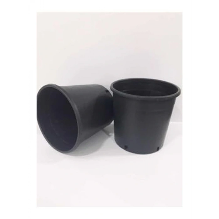 3 Adet 22,5x22,5 cm Plastik Üretim Saksısı, Siyah Renk, 8 Litre