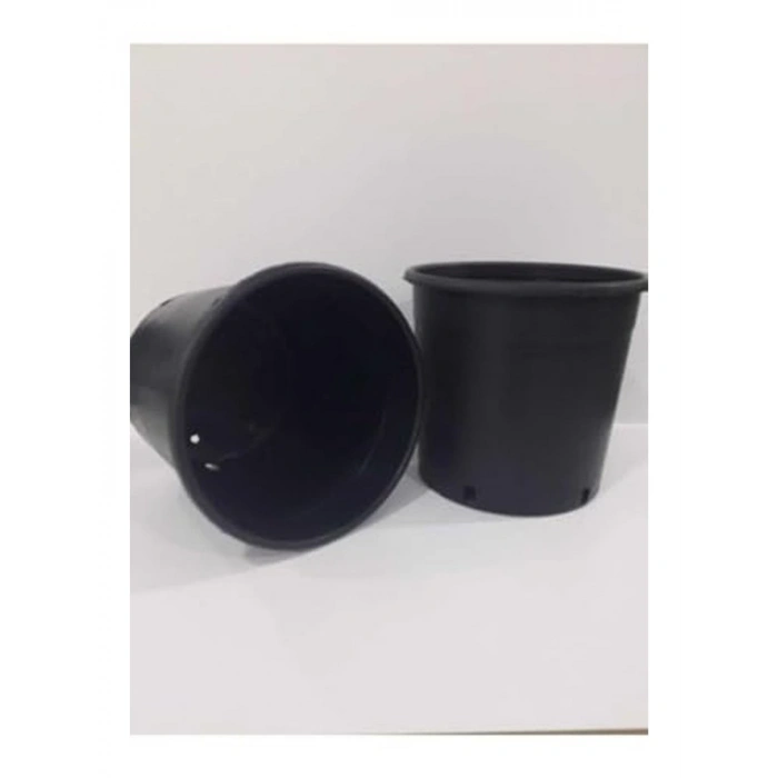 3 Adet 22,5x22,5 cm Plastik Üretim Saksısı, Siyah Renk, 8 Litre