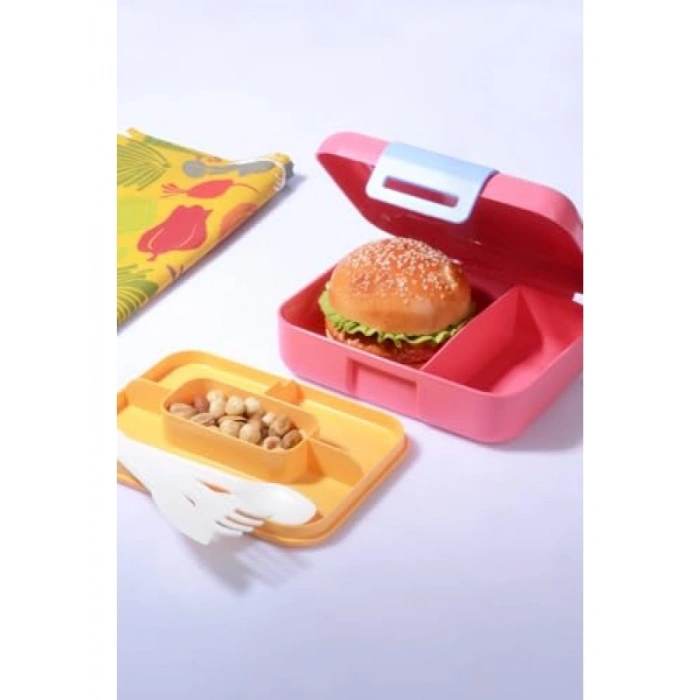 3 Adet 5 Bölmeli Kendinden Kaşıklı Beslenme Kutusu