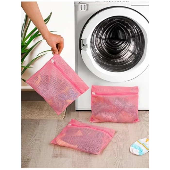 3 Adet Bebek Çorap Yıkama Filesi, Pembe