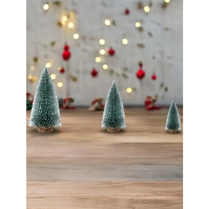 3 Adet Çam Ağacı Seti - 15 cm, 15 cm, 20 cm - Yılbaşı Dekorasyonu