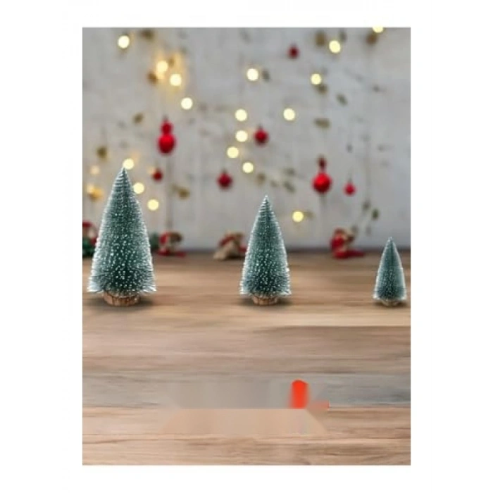 3 Adet Çam Ağacı Seti - 15 cm, 15 cm, 20 cm - Yılbaşı Dekorasyonu