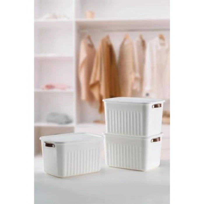 3 Adet Kapaklı Saklama Kutusu Seti, 15 Litre