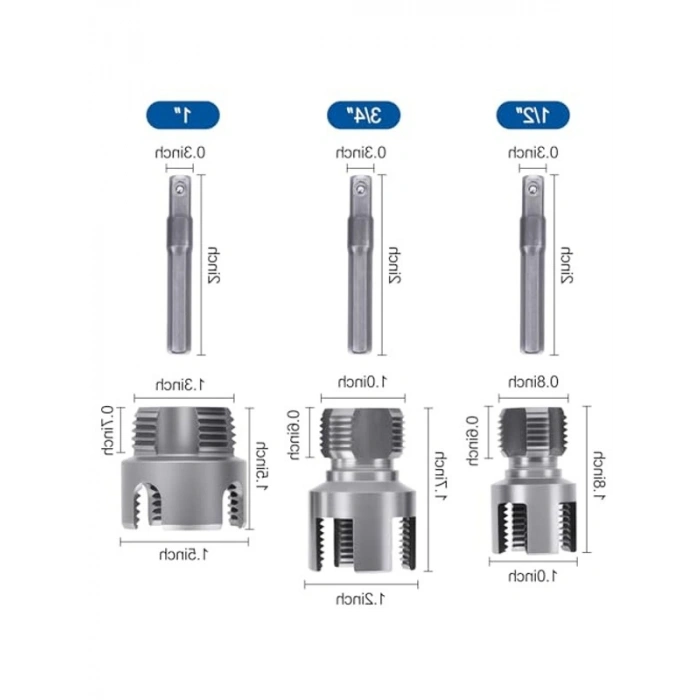 3 ADET PVC Boru Diş Açma Seti, İç ve Dış Borular için